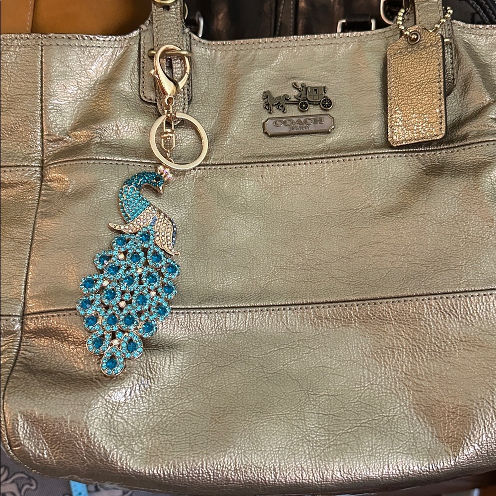 Coach Madison Tribeca Metallic Gold Leather Tote with Chain-Link Straps - Picture 1 of 16